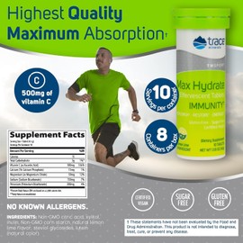 Trace Minerals Max-Hydrate Immunity - Electrolyte Drink Supplement for Immune Health & Hydration Support - Vitality Supplement to Aid Muscle Cramp Relief - Lemon Lime, 8 Containers (80 Servings)
