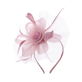 IYOU Tea Party Fascinators Hat Pink Flower Wedding Hair Bands Feather Bridal Bridesmaid Hair Accessories for Women