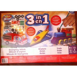 Make It Mine Wooden 3 in 1 Set: Emergency Vehicle, Airplane, Train. Easy to Built and Paint