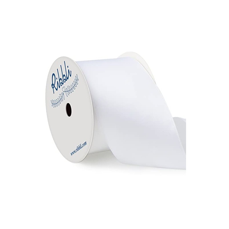 Ribbli White Double Faced Satin Ribbon, 2” x Continuous 10