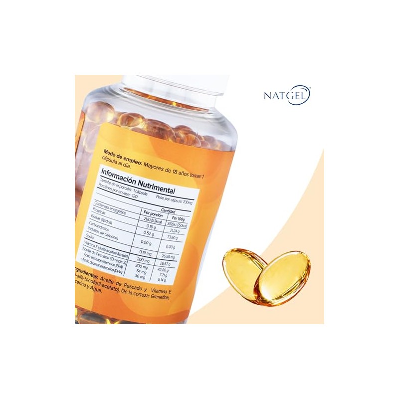 Vitamina E con Omega 3, 120 Softgels | Antioxidante, Salud