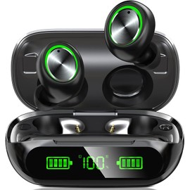 Wireless Earbuds Bluetooth Headphones,LED Power Display/50H Play Time/Button Control/IP6 Waterproof TWS Earphones in-Ear w/HD Mic Hi-Fi Stereo Sound Headsets for Sports
