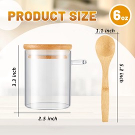 Set of 12 Spice Jars Airtight Glass Jars with Bamboo Lids and Wood Spoons 6 oz Clear Glass Canisters Spice Containers Sugar Container for Kitchen Food Storage Organization Beans Tea Nuts