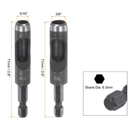 HARFINGTON Leather Hollow Punch Set 1/4 Hex Shank for Drills, 5/16" 3/8" Dia Rotary Hole Punches for Thick Fabrics Leathercraft Working