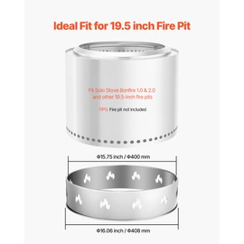 VEVOR Fire Pit Stand for Solo Stove Bonfire,19.5 Inch Smokeless Fire Pit Ring,Stainless Steel Fireplace Stove Ranger Support Frame Accessory, Portable Outdoor Camping Holder Tools for Fireplace