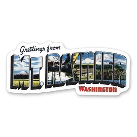 Squiddy Greetings from Mount Rainer Washington - Vinyl Sticker for Car, Laptop, Notebook (5.5" Wide)
