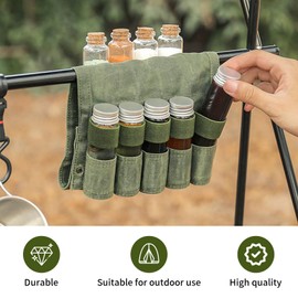 QESSUVNC 9 Pcs Spice Box Set with Portable Spice Bag Travel Spice Kit,Mini Spices Jars Set Seasoning Dispenser With Storage Bag,Seasoning containers Great for Camping, Travel, Bushcraft & RV