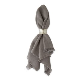DII Everyday Collection, Fringed Solid Tabletop, Napkin Set, Gray, 6 Piece