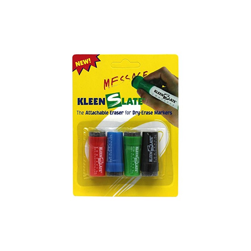 Kleenslate Attachable Erasers for Barrel-Style Dry Erase Markers 4 Pack