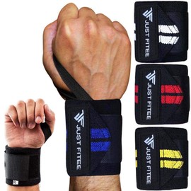Just Fitee® Wrist Wraps, Wrist Bandages Fitness, Gym Wrist Bandage, Wrist Bandages, Lifting Aids Strength Training, Wrist Bandages Strength Sports (Black/Blue)