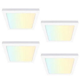 Sofiton 9 Inch Square White New Ultra-Low Profile Integrated LED Flush Mount Light 3CCT Selectable, 4Pack