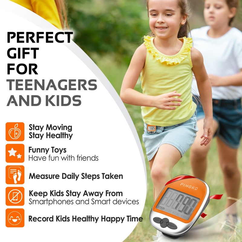 PINGKO Outdoor Multi-Function Portable Sport Pedometer Step/Distance/Calories/Counter Orange