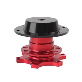 ATENGIDR Universal 6 Hole Quick Release Steering Wheel Hub Adapter, Racing Car Heightening Base Kit Automotive Modification Accessories Aluminum Alloy Quick-release Steering Wheel Connector,Black&Red