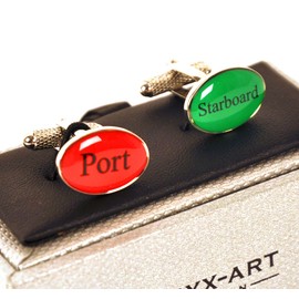 Nautical Port and Starboard Shirt Cufflinks Supplied in Onyx Art Cufflink Box