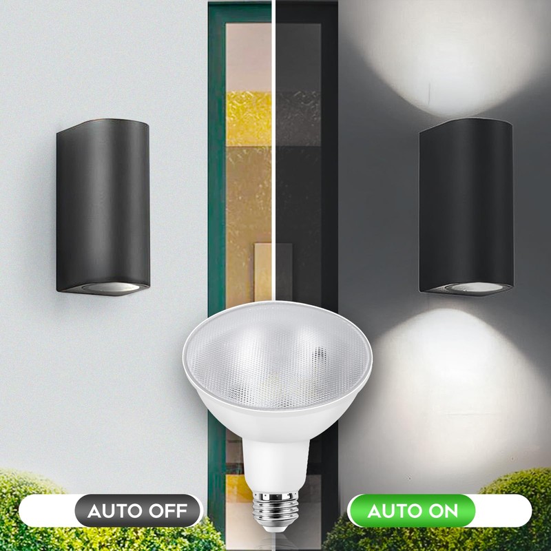 Zorykn LED PAR30 Outdoor Flood Light Bulbs,Dusk to Dawn LED
