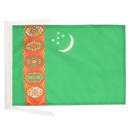 Turkmenistan Flag 18'' x 12'' cords - Turkmen SMALL flags 30 x 45cm - Banner 18x12 in - AZ FLAG