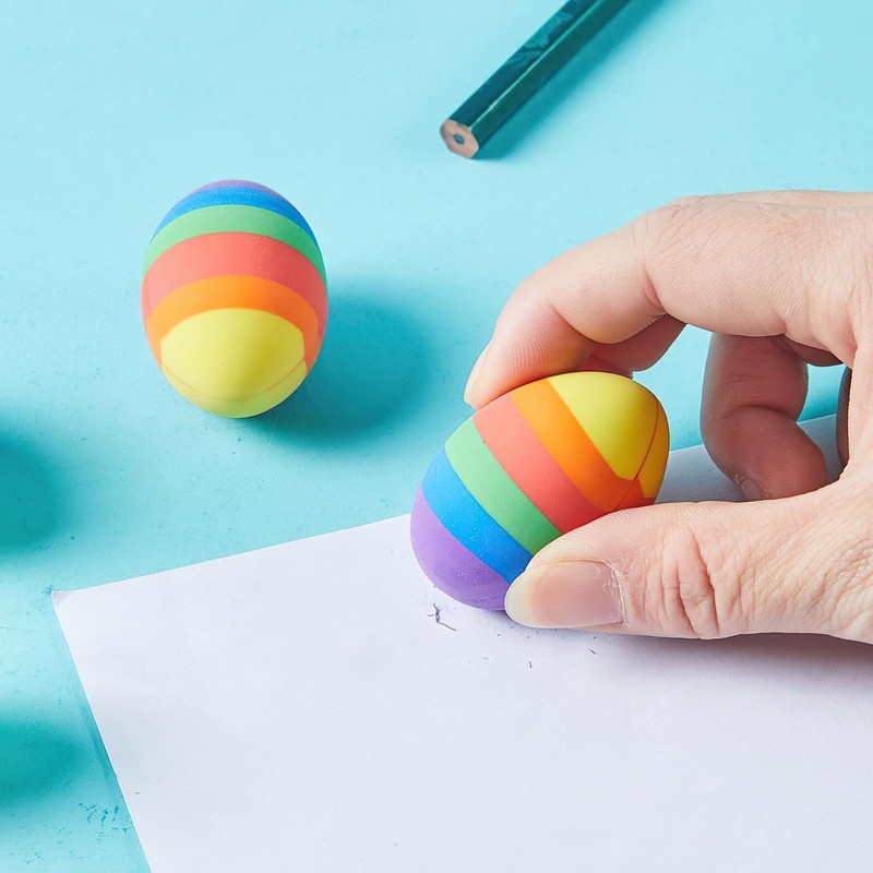 Pack of 4 Easter Egg Erasers, Colourful Erasers for Easter