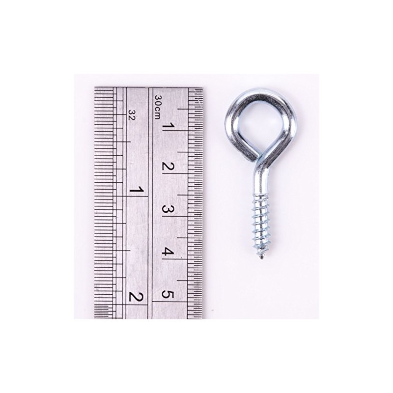 Pack of 100 Metal 40mm Screw Eyes - Heavy Duty