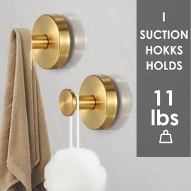PZTO Suction Cup Hooks：2-Pack for Glass Door Bathroom Window Tile Mirror Hotel Towel Hook,Shower Coat Robe,Holder for Hanging up to 15 lbs,Waterproof-Rustproof & Reusable,2.36 inch Antique Gold