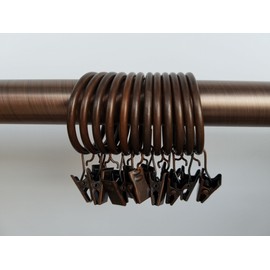 Xin store 40-Pack Copper Metal Curtain Rings with Clips (1.5")