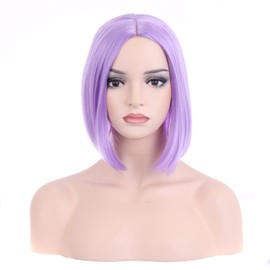 MAGQOO Purple Wig Purple Bob Wig 10 Inches Women Girls Short Straight Wig Light Purple Hair Wigs Synthetic Heat Resistant Cosplay Costume Party Wigs (Lavender Purple)