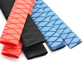 Patterned Heat Shrink Tubing, Anti-Slip Waterproof and Insulated Heat shrinkable Suitable for Fishing rods Badminton Rackets (Φ45mm, Red, L 3.28ft, 2Pcs)