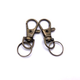 Hywei Metal Swivel Lobster Claw Clasp Antique Bronze Lobster Claw Small Trigger Snaps Hook with 50pcs 360° Swivel Lobster Hooks and Small Key Ring for Jewelry Making 1/2 inch Brass