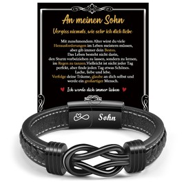 CheersLife An Meinen Sohn Bracelet, Birthday Gift for Men Son Men's Leather Bracelet Gifts for Men Son Bracelet for My Son Christmas, Leather Stainless Steel