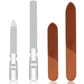 BLOOPIC Stainless Steel Double Sided Nail File Portable Nail Care Tool Beauty Tool Multifunctional Nail File Thick Design Toe Nail Care Tool Unisex (9cm*1.1cm Silver,1PCS)