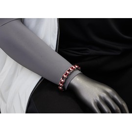 COOLSTEELANDBEYOND Masculine Mens Bike Chain Bracelet of Stainless Steel Red Silver Two-Tone High Polished(CA)
