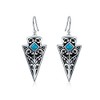 Bali Style Two Tone Oxidized Blue Bead Arrowhead Dangle Earrings