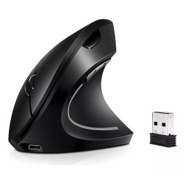 Ratón vertical inalámbrico ergonómico recargable 2,4 g negro