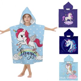 Kids Microfiber Hooded Beach Towel Bathrobe - Infant Baby Swimming Cape Yxkp002-4+75x75cm 3ea