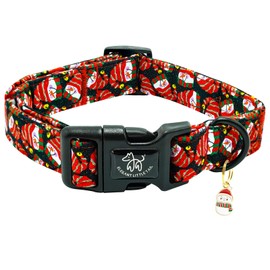 Elegant little tail Christmas Dog Collar, Pet Dog Collar Cotton Soft Snow Man Winter Pet Collars Holiday with Quick Release Buckle Puppy Collars for X-Small Puppy