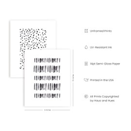 HAUS AND HUES Abstract Artwork for Walls | Wall Art for Living Room Black and White Wall Decor (8"x10" UNFRAMED)