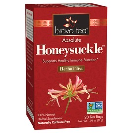 Bravo Tea Honeysuckle Tea, Caffeine Free, 20 Tea Bags (Pack of 6), 6 Count