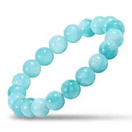 Natürliche Stretch-Jade-Armband für Frauen Männer 10MM Bead 6,7 Zoll bis 7,5 Zoll Heilung Kristall Energie Edelstein Armband für Frauen Männer Geschenk (Himmelblau)