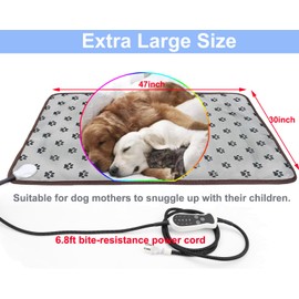 DEOMAN Pet Heating Pad Keep Dogs Cats Warming Extra Large Smart Timer Precise Temperature Control Waterproof Durable Material Easy Cleaning