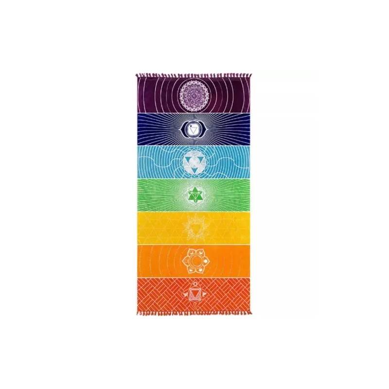 Deluxe Tela 7 Chakras Alfombrilla Yoga Meditación Manta Decoración