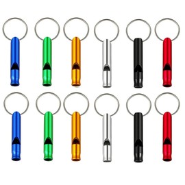 GYWHOOFT 12 Pack Emergency Survival Whistle, High Pitch Double Tubes Survival Safety Whistle with Keychain Metal Double Tubes Safety Whistles for Outdoor Sports, Hiking, Camping, for Referees