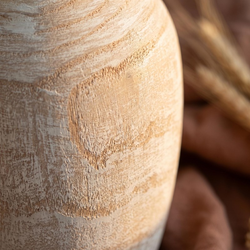 Rustic Handcrafted Wood Decorative Vase, Natural Wood, Farmhouse Style