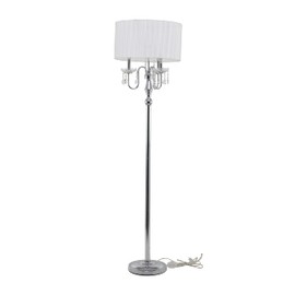 Deco 79 Metal Floor Lamp with Dangling Crystals, 16" x 16" x 63", Silver