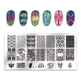 Biutee 5pcs Nail Stamping Plates  1 Stamper  1 Scraper Lac