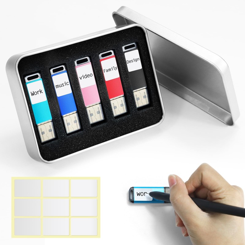 USB Stick 64 GB Memory Stick 2.0 Blue 5 Pieces