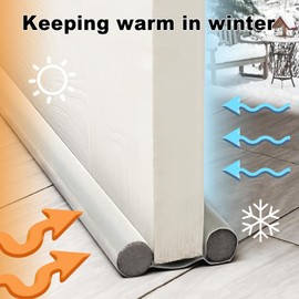 GGIJ Double Door Draft Stopper, Draft Stopper for Bottom of Door Soundproof, Windproof, Dustproof, Block Light, Insect Resistant, Under Door Noise Blocker 37 Inch