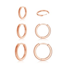 Hoop Earrings 925 Silver, 3 Pairs of Earrings 925 Silver for Women Men Girls Small Hoop Earrings Silver Cartilage Tragus Helix Sleeping Earrings Set 9 11 14 mm, Gold-plated