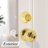 Probrico Polished Brass Keyed Entry Door Knob and Double Cylinder
