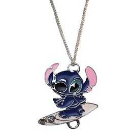 Lilo and Stitch Surfing Pendant Necklace with 20" Chain