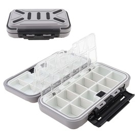 OriGlam Fishing Tackle Storage Box, Double Sided Waterproof 16 Compartments, Tackle Storage Organizer Box, Fishing Lure Box Storage Containers (Gray)