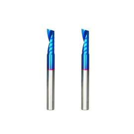 DashHound 2PCS BRO212B Solid Carbide O Single Flute UpCut Plastic Cutting Spiral Bit CNC Router Bit End Mill NACO Coated with 1/4 inch Cutting Diameter 1/4 Inch Shank